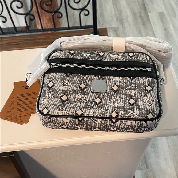 MCM Monogram Crossbody Bag in Black & Ivory - Picture 9 of 9